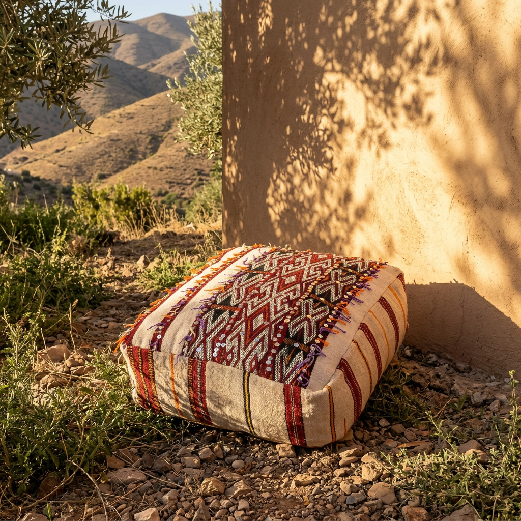 Handwoven Moroccan Pouf